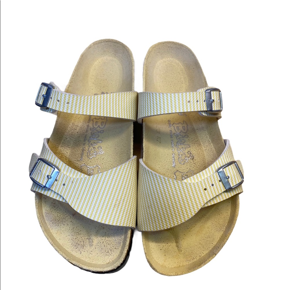 Birkenstock Birki’s Arizona Yellow and White Striped Sandals ( size 35/36)